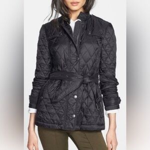 Burberry Brit Starkford Belted Black Quilted Utility Jacket (Size XS)